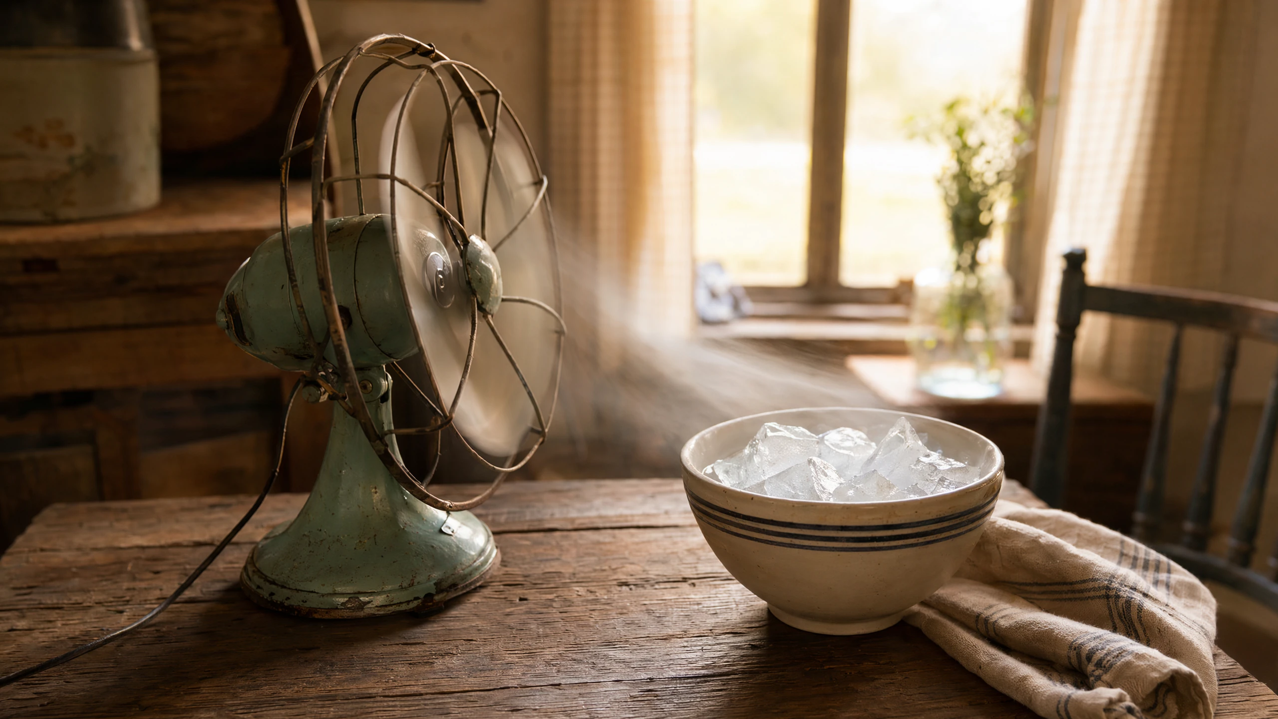 Enfriador casero con hielo y ventilador